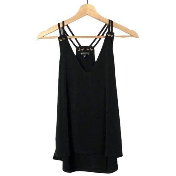 Express Black Strappy Racerback Relaxed Fit Tank Top XS - Picture 1 of 4